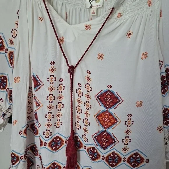 ANTHROPOLOGIE Fig and Flower Peasent Tunic Tie Top Blouse - Picture 5 of 10